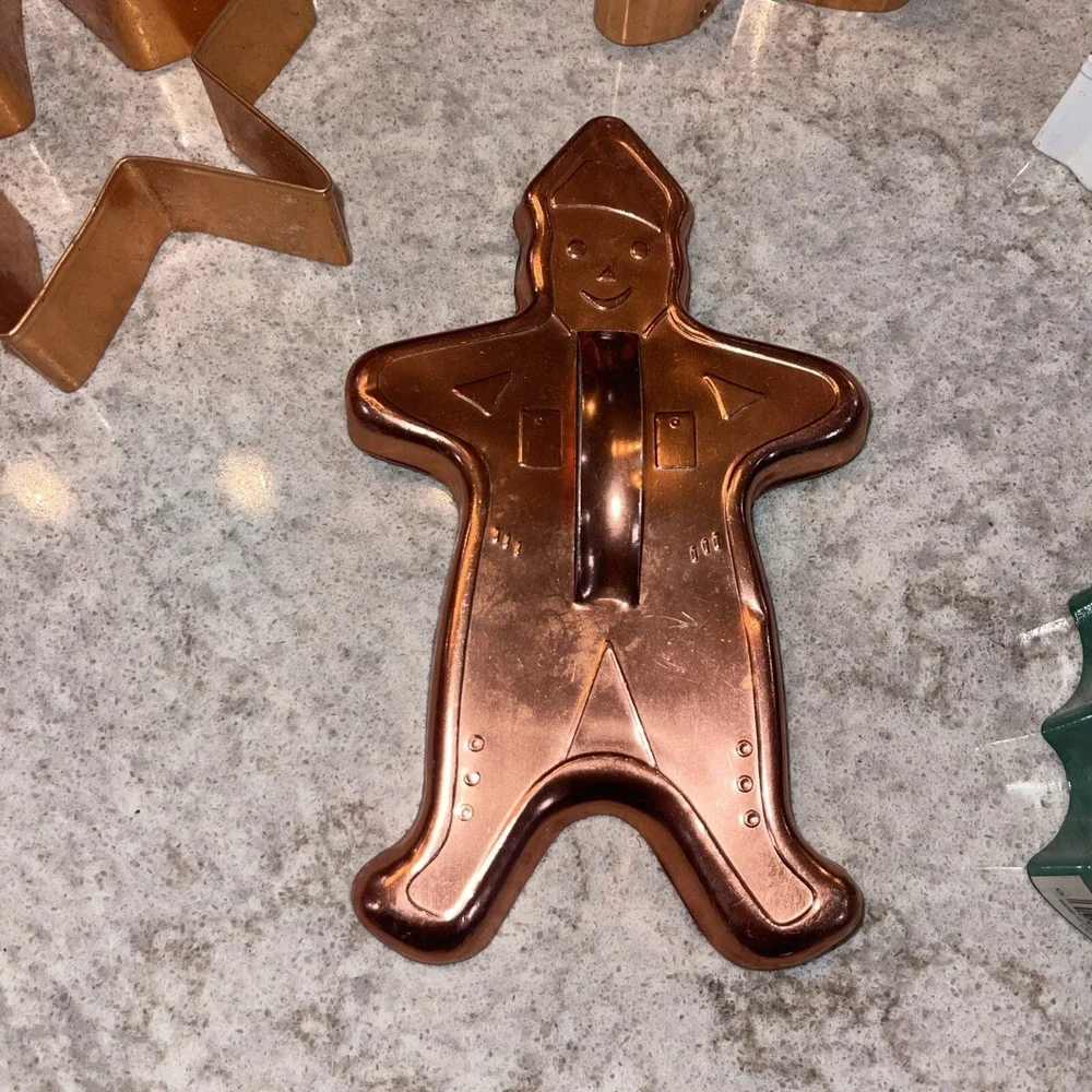 Vintage Aluminum Metal Copper Cookie Cutters Christmas Decor Lot Of 9